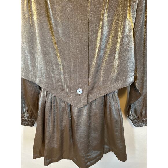 PIZAZZ Gold Brown Metallic Jacket S Y2K 90’s Romantic Goth Couture Streetwear - Picture 9 of 16